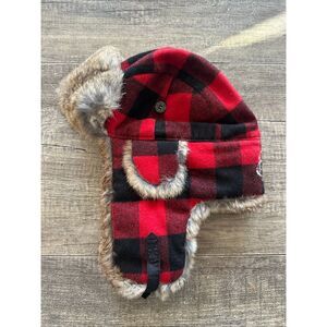 Mad Bomber Rabbit Fur Lined Trapper Hat Medium Red Black Plaid